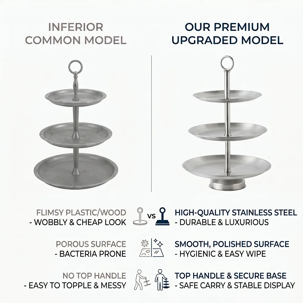 🍰 Elegant 3-Tier Stainless Steel Dessert Stand