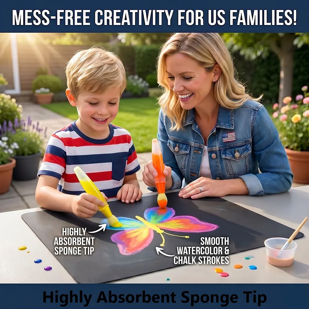 🎨 Washable Watercolor Chalk Pens Set (6 Pack)