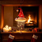 Lighted Christmas Hanging Chandelier – Santa Hat, Tree & Bells