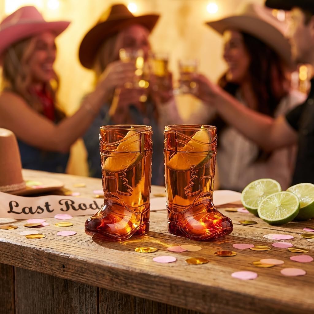 32-Piece Cowboy Boot Shot Glass Set with Mini Hats