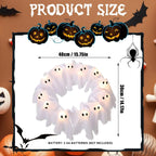 12-Light Ghost Wreath – Glowing Halloween Door Decor