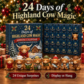 Highland cow advent calendar in a premium Christmas scene