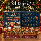 Highland cow advent calendar in a premium Christmas scene