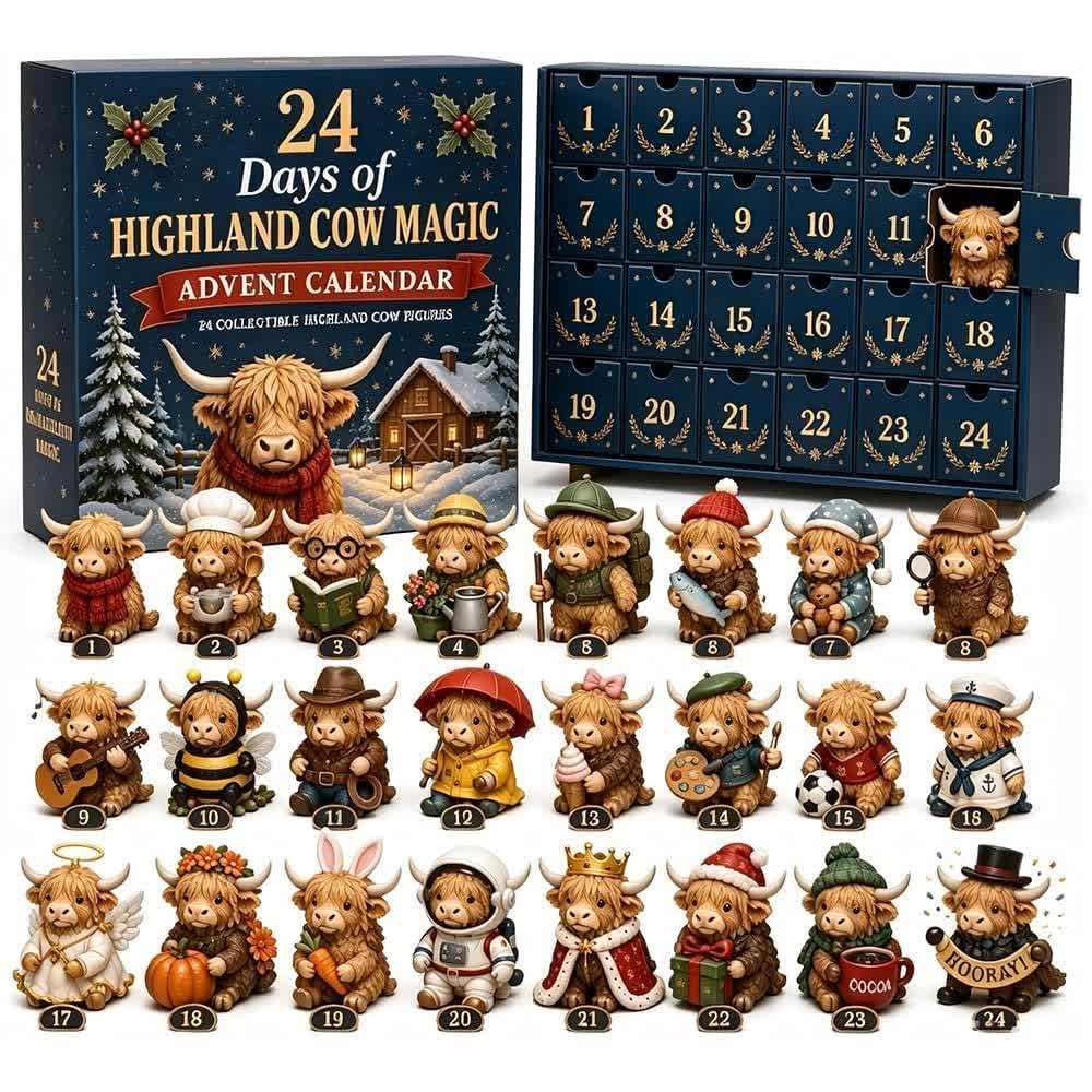 Complete 24-piece Highland cow miniature assortment