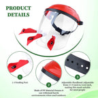 Close product details of the red cap clear shield and three feeder ports