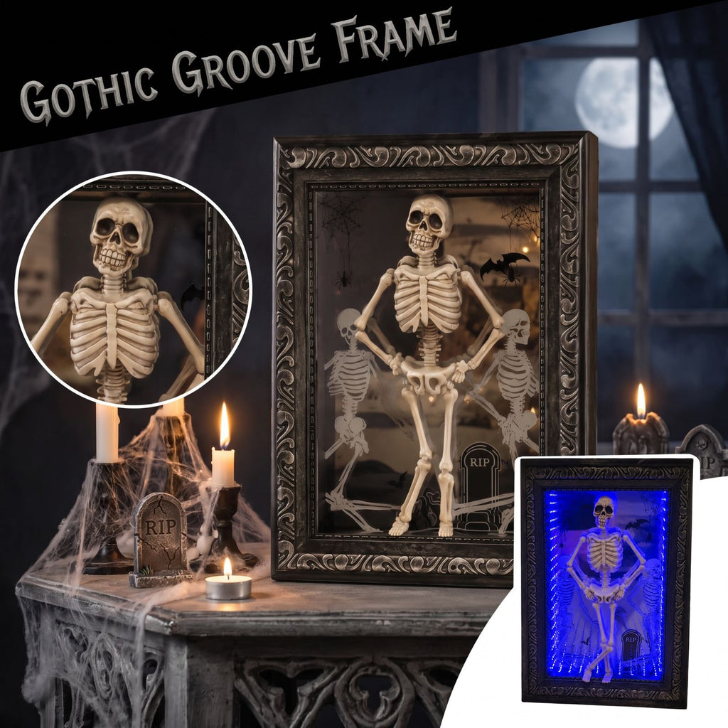 Gothic skeleton frame with blue LED tunnel detail