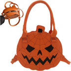 Orange Spiderweb Pumpkin Handbag – Halloween Crossbody Purse