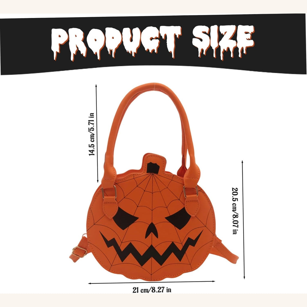 Orange Spiderweb Pumpkin Handbag – Halloween Crossbody Purse