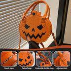Orange Spiderweb Pumpkin Handbag – Halloween Crossbody Purse