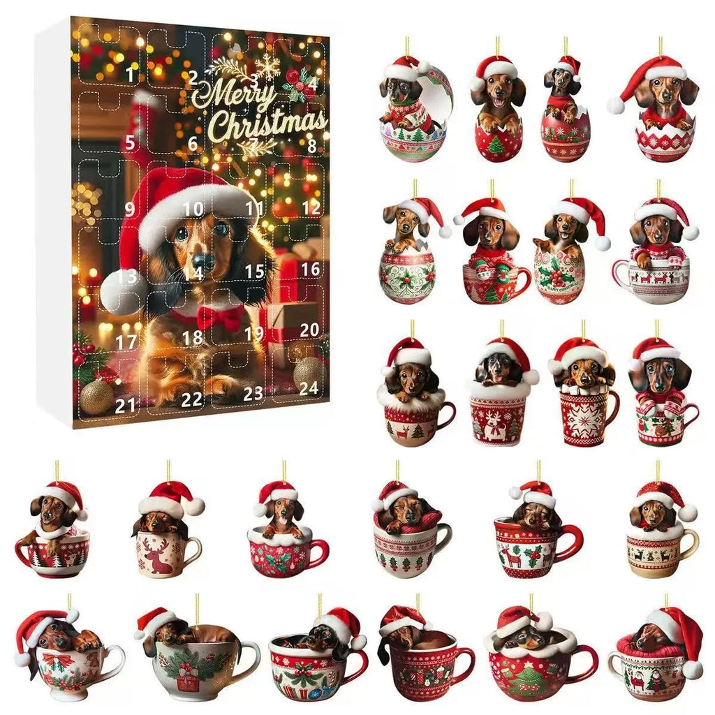 24-Day Cat & Dog Christmas Advent Calendar with Acrylic Ornaments