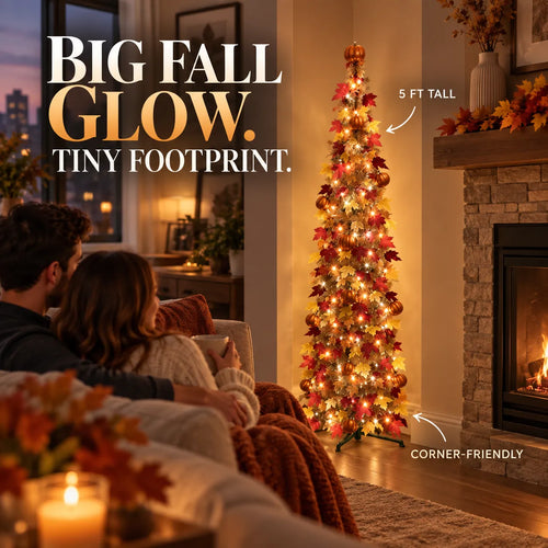 5FT Pre-Lit Pop-Up Fall Tree – Instant Harvest Glow