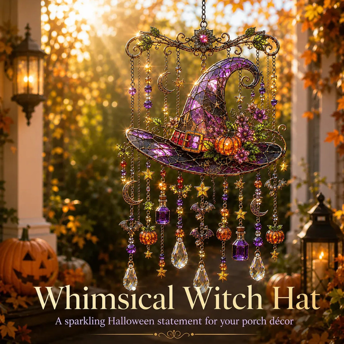 Halloween Stained-Glass-Look Suncatcher Hanging Decor