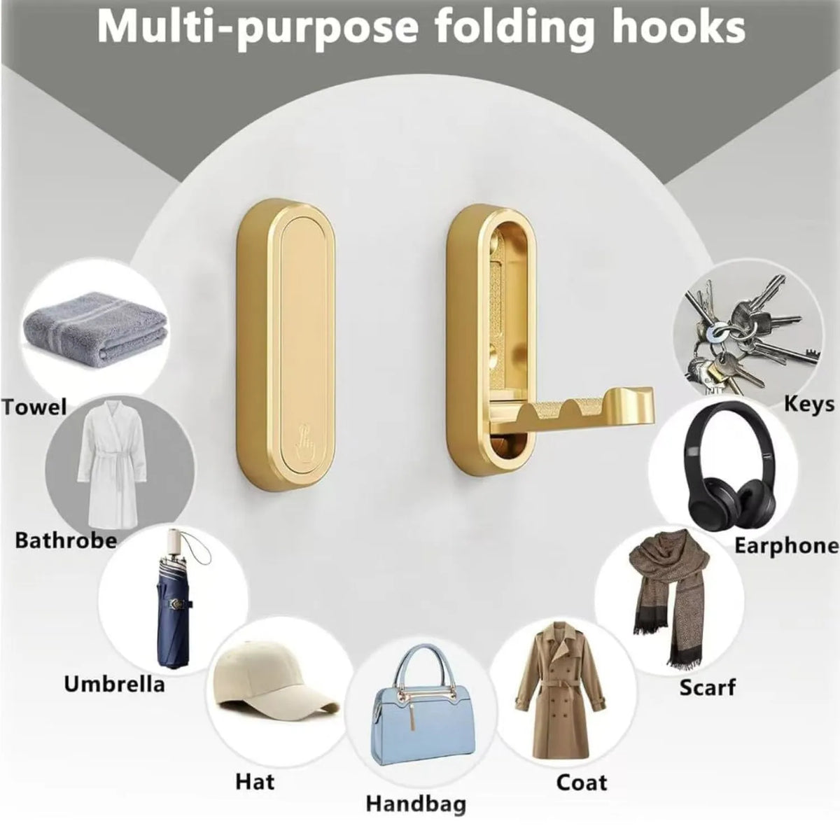 Press-to-Open Space-Saving Folding Wall Hook