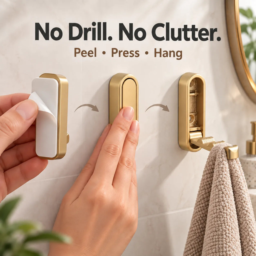 Press-to-Open Space-Saving Folding Wall Hook