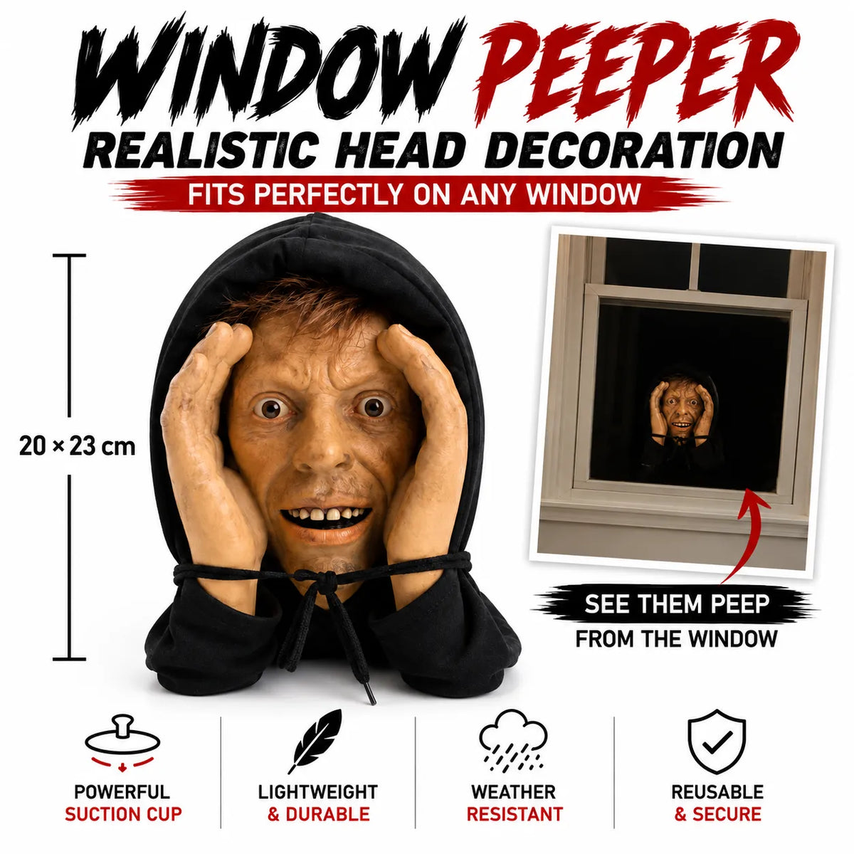 Realistic Peeping Window Halloween Prank Prop