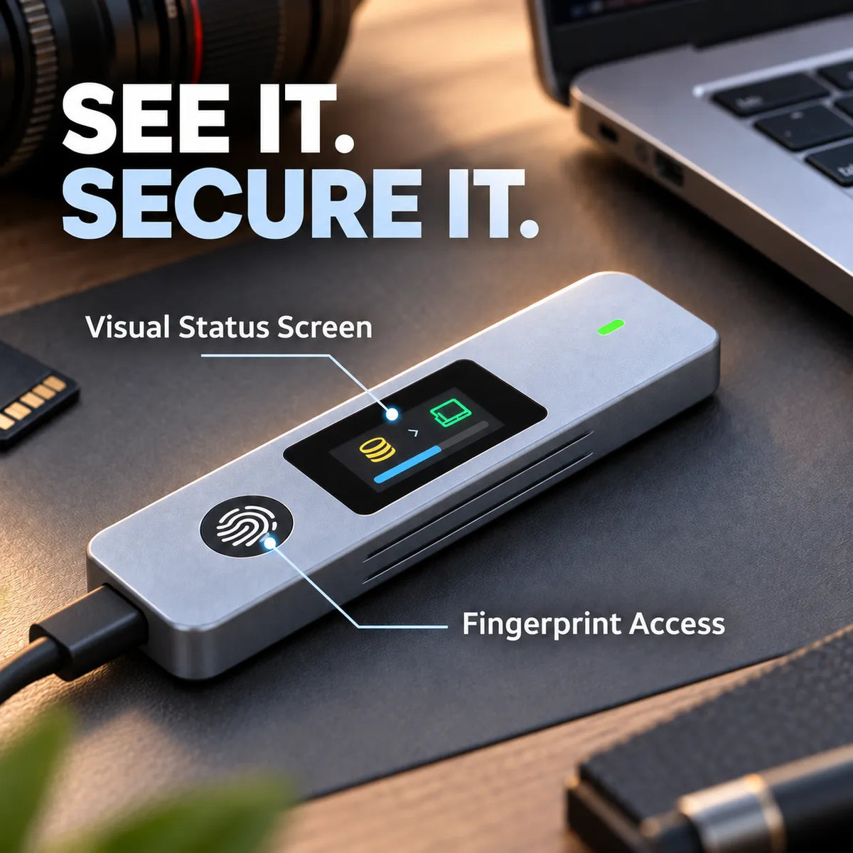 SecureTouch Visual Fingerprint M.2 SSD Enclosure