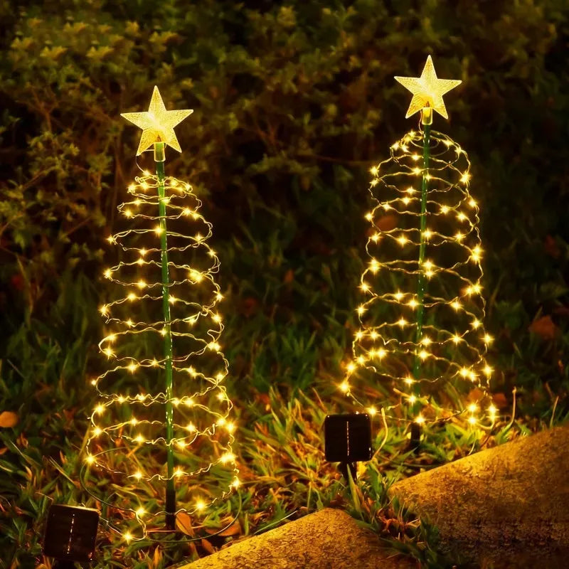 Solar Spiral Christmas Tree Lights with Star Topper
