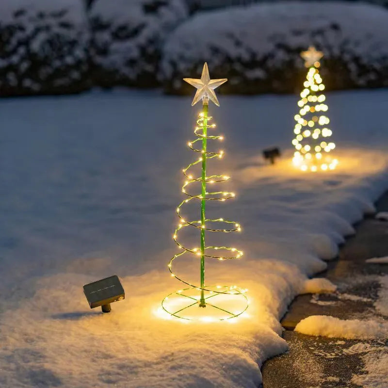 Solar Spiral Christmas Tree Lights with Star Topper