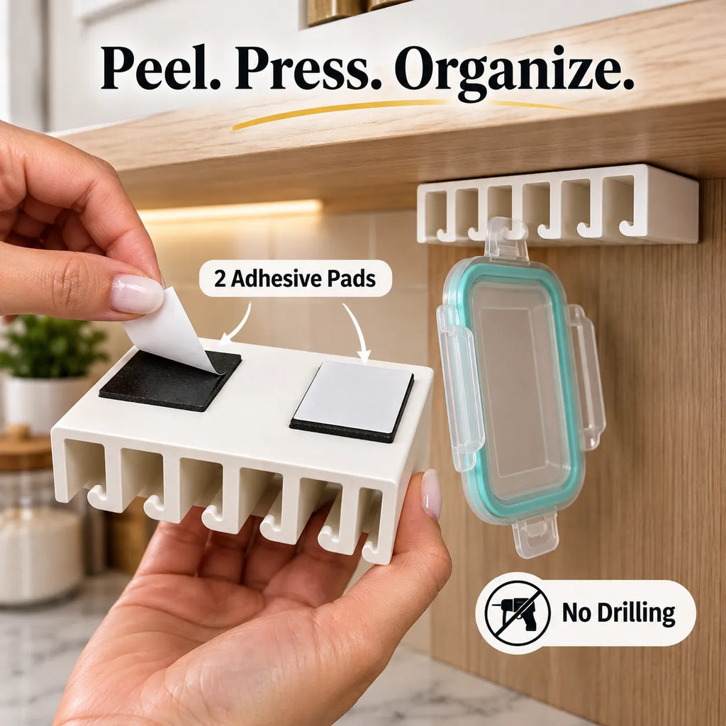 Space-Saving Under-Shelf Food Container Lid Organizer