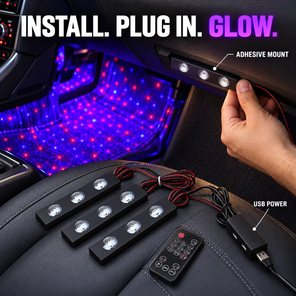 Starlit Drive Sound-Reactive Car Footwell Light Kit