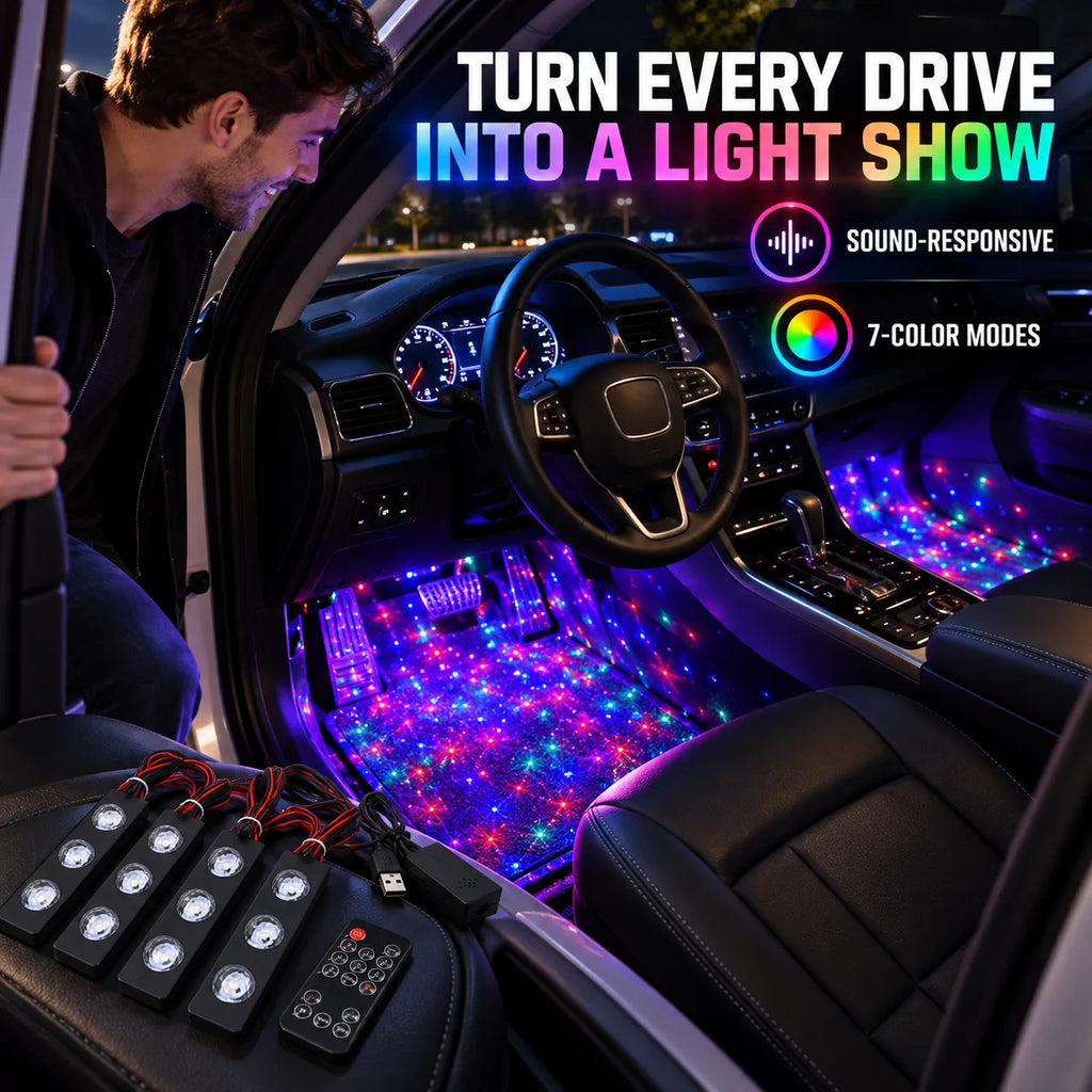 Starlit Drive Sound-Reactive Car Footwell Light Kit