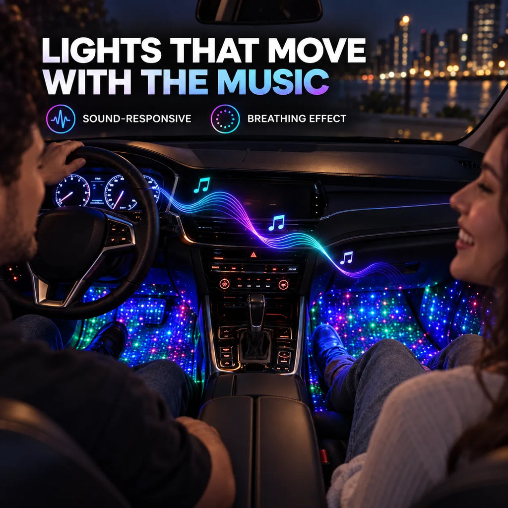 Starlit Drive Sound-Reactive Car Footwell Light Kit