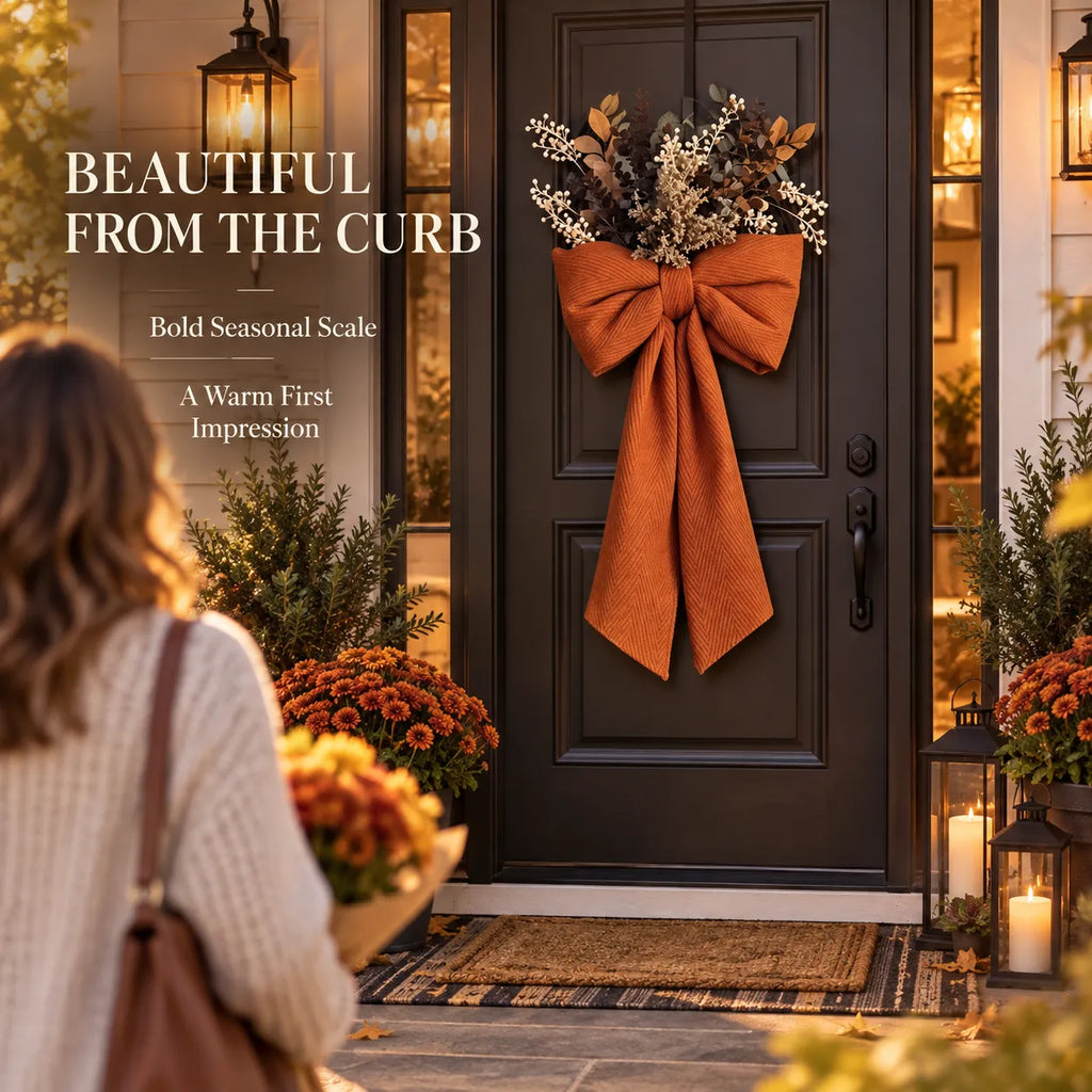 Warm Welcome Harvest Bow Door Swag