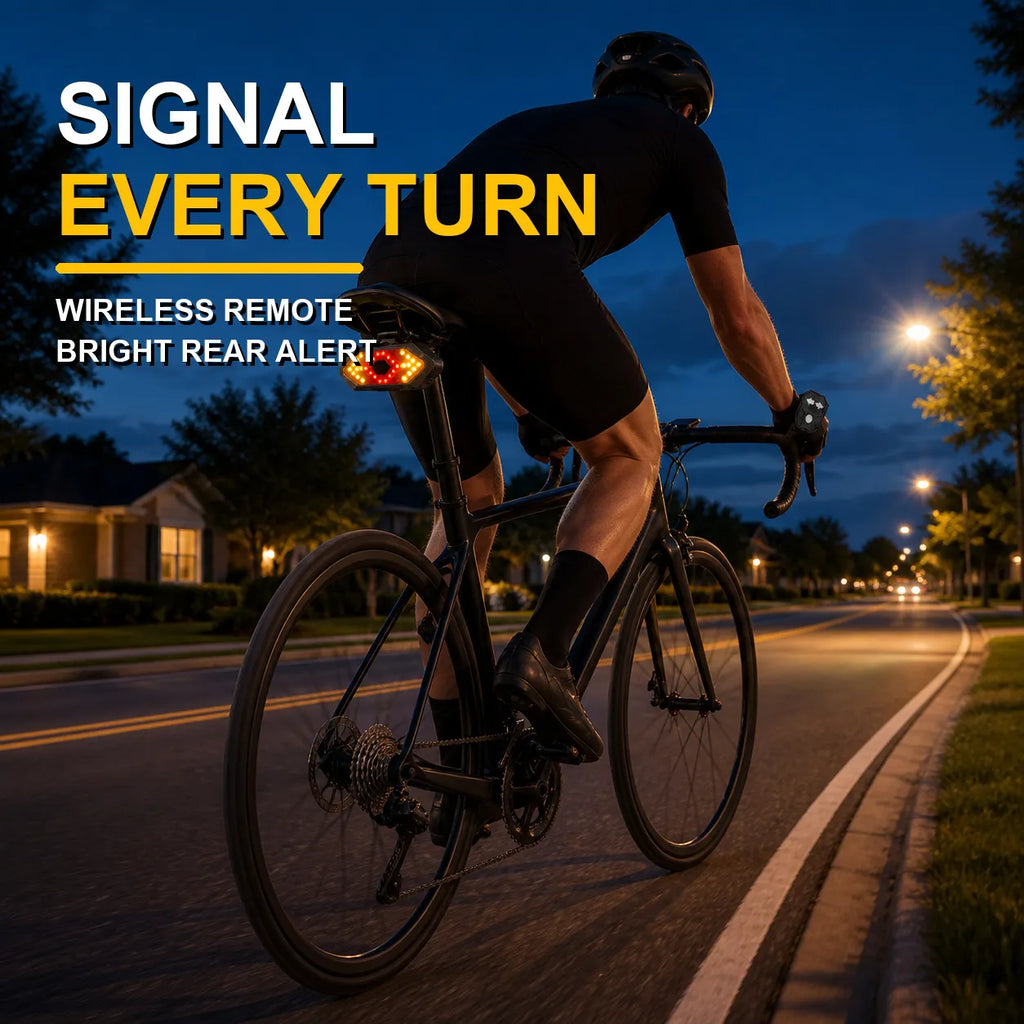 Wireless Bike Turn Signal Tail Light with Handlebar Remote