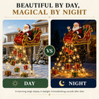 Supplied day and night comparison of the Santa sleigh garden display