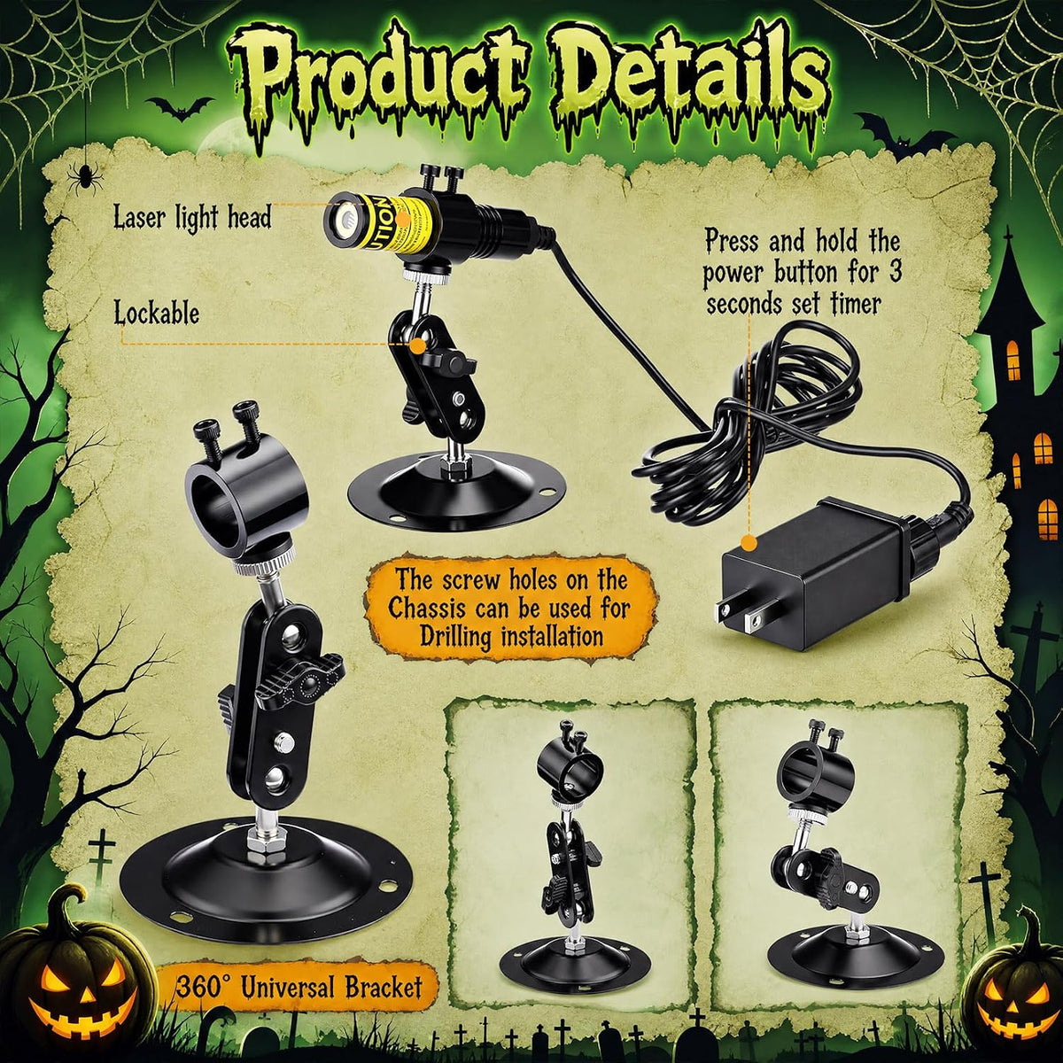Haunted Swamp Green Laser Fog Projector Light