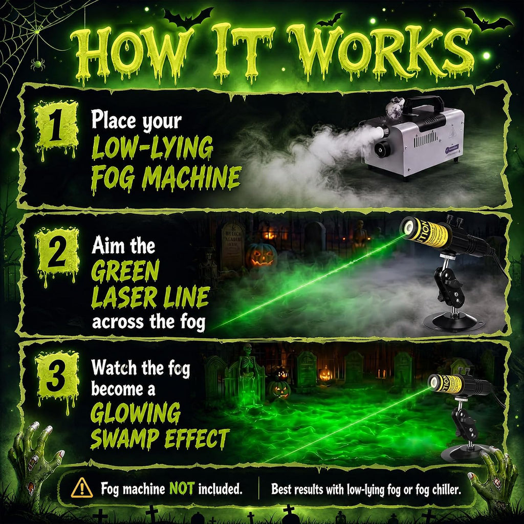 Haunted Swamp Green Laser Fog Projector Light