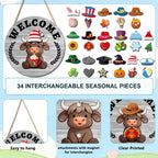 35-Piece Interchangeable Highland Cow Welcome Sign